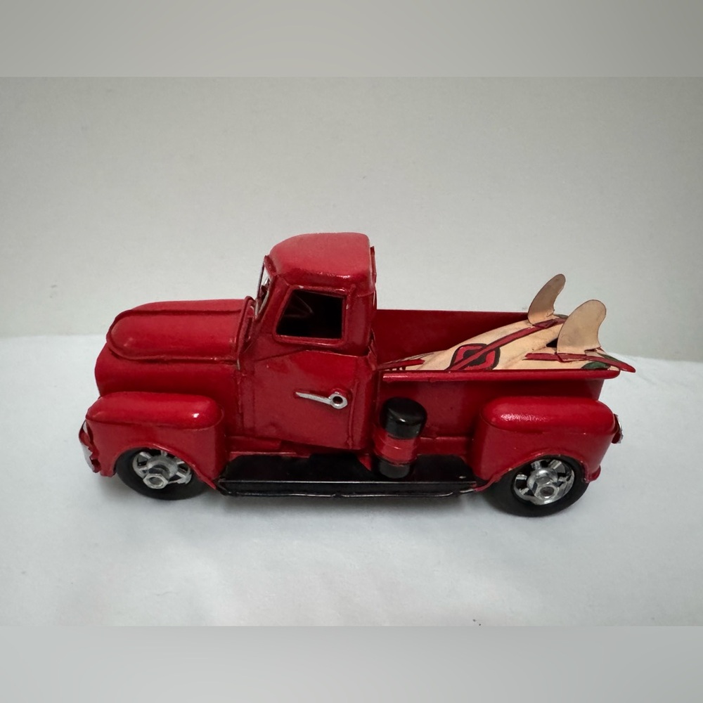Vintage Classic Red Toy Truck with Surfboards
